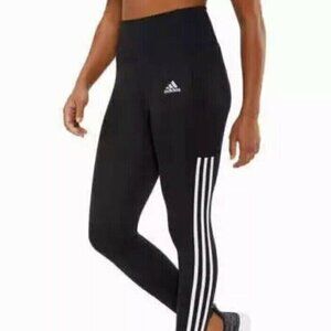 Adidas Women Leggings High waist Small Black white Stripe Active Sports Tights